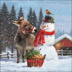 Ambiente Hóemberes - csacsis karácsonyi szalvéta - Donkey with snowman (VR-33317885)