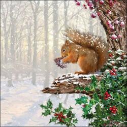 Ambiente Mókusos karácsonyi szalvéta - Squirrel in tree (VR-33317860)