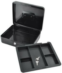 Malatec Nagy kulccsal zárható fekete pénztároló doboz, fémből készült, 2 db kulccsal, 30x24x9cm