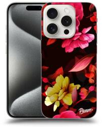 Picasee Fekete szilikon tok az alábbi mobiltelefonokra Apple iPhone 15 Pro - Dark Peonny
