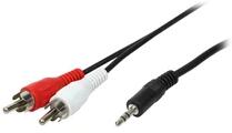 LogiLink CA1042 Audiokábel, 3, 5 mm-es 3 tűs/M-2x RCA/M, fekete, 1, 5 m (CA1042)