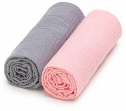 T-Tomi Muslin Diapers Grey + Pink scutece textile 65 x 65 cm 2 buc