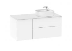 Roca Beyond 120 cm jobbos fürdőszoba bútor ráültethető mosdóval, fényes fehér A851401806 (A851401806)