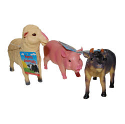 UP Int'l Set 3 figurine din cauciuc animale domestice, Taur/Oaie/Purcel, 20 - 22 cm (UP26699TOP) - ejuniorul