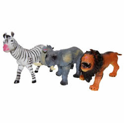 UP Int'l Set 3 figurine din cauciuc animale salbatice, Zebra/Elefant/Leu, 22 - 26 cm (UP26698ZEL) - ejuniorul
