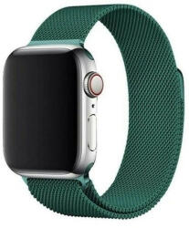 Apple Watch 7-8 (45 mm), fém pótszíj, mágneses zár, milánói stílus, sötétzöld - tok-shop