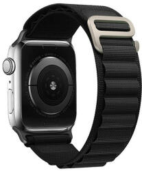 Apple Watch 1-6, SE, SE (2022) (42 / 44 mm) / Watch 7-8 (45 mm) / Watch Ultra (49 mm), textíl pótszíj, nylon, állítható, hullámos kialakítású akasztórész, fekete - tok-shop
