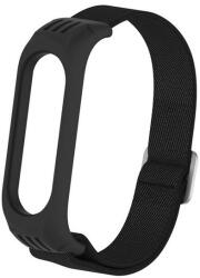  Xiaomi Mi Band 3 / Mi Band 4 / Mi Band 5 / Mi Band 6, textíl pótszíj, állítható, fekete