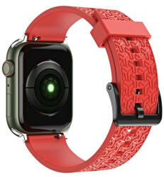 Apple Watch 1-6, SE, SE (2022) (42 / 44 mm) / Watch 7-8 (45 mm) / Watch Ultra (49 mm), szilikon pótszíj, állítható, 3D minta, piros - tok-shop