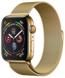 Apple Watch 7-8 (45 mm), fém pótszíj, mágneses zár, milánói stílus, arany - tok-shop