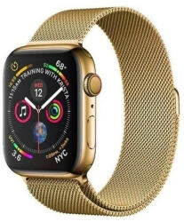 Apple Watch 1-6, SE, SE (2022) (38 / 40 mm), fém pótszíj, mágneses zár, milánói stílus, arany - tok-shop