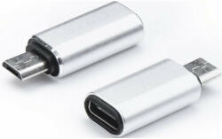  Adapter, microUSB - USB Type-C átalakító, ezüst