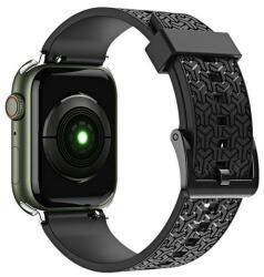Apple Watch 1-6, SE, SE (2022) (38 / 40 mm) / Watch 7-8 (41 mm), szilikon pótszíj, állítható, 3D minta, fekete - tok-shop