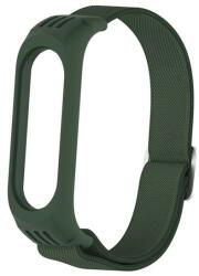 Xiaomi Mi Band 3 / Mi Band 4 / Mi Band 5 / Mi Band 6, textíl pótszíj, állítható, sötétzöld