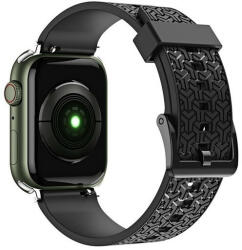 Apple Watch 1-6, SE, SE (2022) (42 / 44 mm) / Watch 7-8 (45 mm) / Watch Ultra (49 mm), szilikon pótszíj, állítható, 3D minta, fekete - tok-shop