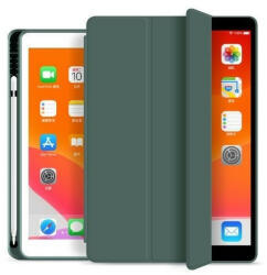 Apple iPad 10.2 (2019 / 2020 / 2021), mappa tok, Apple Pencil tartóval, Smart Case, sötétzöld - tok-shop