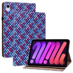 Apple iPad Mini (2021 / 2024) (8.3), mappa tok, stand, fonott minta, mintás/sötétkék