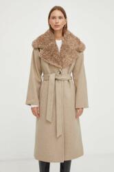 Bruuns Bazaar kabát gyapjú keverékből bézs, átmeneti, oversize - bézs 38