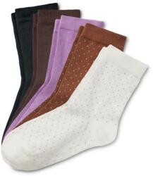 Tchibo 5 pár női zokni 1x fekete, 1x sötétbarna, 1x konyakszínű, krémszínű belekötött mintával, 1x krémszínű konyakszínű belekötött mintával, 1x lila, krémszínű belekötött mintával 35-38