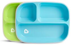 Munchkin Splash háromrekeszes tapadó aljú 2 db-os tányér szett - Zöld/kék