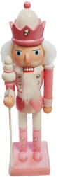 Karácsonyi Diótörő Figura, rózsaszín őr bottal 25, 5 cm