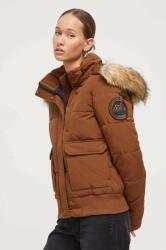 Superdry rövid kabát női, barna, téli - barna S - answear - 50 990 Ft