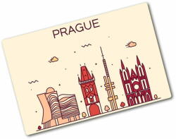 Wallmuralia. hu Edzett üveg vágódeszka Prága maps épületek és zászlók 80x52 cm