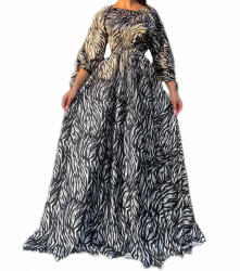 Ie traditionala Rochie Onella Zebra Print Long Dress in Black