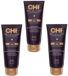 CHI Pachet 3 x Crema de Protectie pentru Par si Scalp - CHI Farouk Deep Brilliance Olive & Monoi Soothe & Protect Hair & Scalp Protective Cream, 177ml