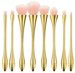 Mimo Set 8 Pensule Aurii pentru Machiaj - Mimo Makeup Brush Golden, 8 buc