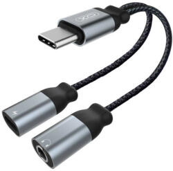 XO Audio adapter Type-c to Type-c + Jack 3.5mm XO NBR160B Bluetooth transfer function (fekete) (NBR160B)