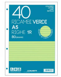  BLASETTI Ricambi gyűrűskönyv betét A/5 40 lap vonalas, zöld