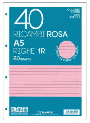 BLASETTI Ricambi gyűrűskönyv betét A/5 40 lap vonalas, rózsaszín