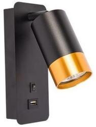 ILLUMAXX Spot de perete cu încărcător USB 1xGU10/35W/230V negru/auriu (OS0017)
