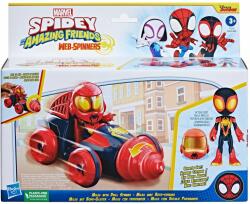 Spidey and His Amazing Friends Set figurina cu vehicul, Spidey, Miles cu Drill Spinner, F72535