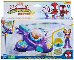 Spidey and His Amazing Friends Set figurina cu vehicul, Spidey, Ghost Spider cu Glide Spinner, F72545