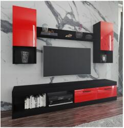 IRIM Pascale Nappali bútorkészlet, 200x38.5x171 cm, fényes, Fekete/Piros