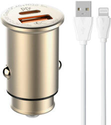 LDNIO C506Q USB, USB-C Car charger + Lightning Cable (C506Q Lightning) - mi-one