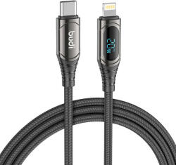 budi USB-C to Lightning LED cable Budi, 20W, 1.5m (black) (229TL) - mi-one