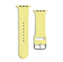 Apple Watch 1-6, SE, SE (2022) (38 / 40 mm) / Watch 7-8 (41 mm), szilikon pótszíj, állítható, fém csattal, sárga - tok-shop