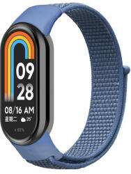 Xiaomi Mi Smart Band 8, textíl pótszíj, nylon, tépőzáras, állítható, légáteresztő, kék