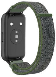 Huawei Band 7 / Honor Band 7, textíl pótszíj, nylon, tépőzáras, állítható, légáteresztő, szürke/sötétzöld