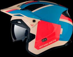 MT Helmets MT District SV Analog Analog D7 cască de motocicletă pentru trialuri deschise roșu-albastru-bej (MTDISTRICT-D7)