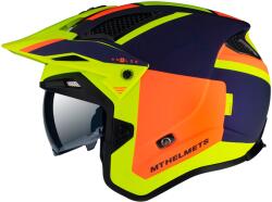 MT Helmets Cască de motocicletă MT District SV Analog D27 albastru-portocaliu-fluo-galben deschis pentru trialuri (MTDISTRICT-D27)