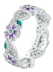 Ékszerkirály Ezüst gyűrű, lila virágos, 7-es méret (1005005956554246_1)