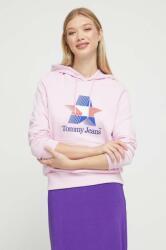 Tommy Hilfiger pamut melegítőfelső rózsaszín, női, nyomott mintás, kapucnis - rózsaszín S - answear - 24 990 Ft