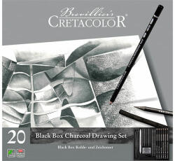 CRETACOLOR Black Box szén rajzkészlet - 20 db, fémdobozos