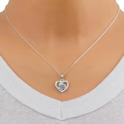 Ekszer Eshop 925 ezüst nyaklánc - szív körvonal cirkóniákkal, jellegzetesebb cirkónia a közepén