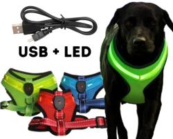 HB Világító éjszakai LED komfort kutyahám, neonzöld, M