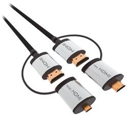 Platinet Cablu HDMI tata, la HDMI tata, cu adaptoare mini HDMI si micro HDMI, 1.5m, L102142